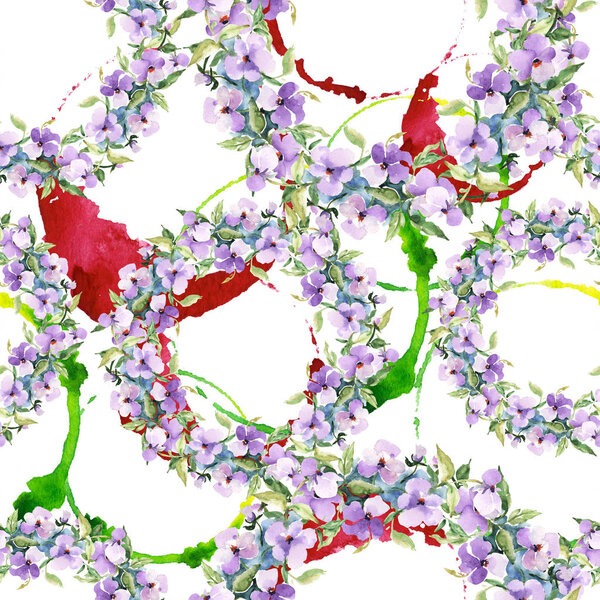 Bouquet floral botanical flowers. Watercolor background illustration set.. Seamless background pattern.