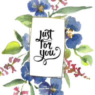 Buket çiçek botanik çiçekler. Suluboya arka plan illüstrasyon küme. Çerçeve kenarlığı süsleme Meydanı.