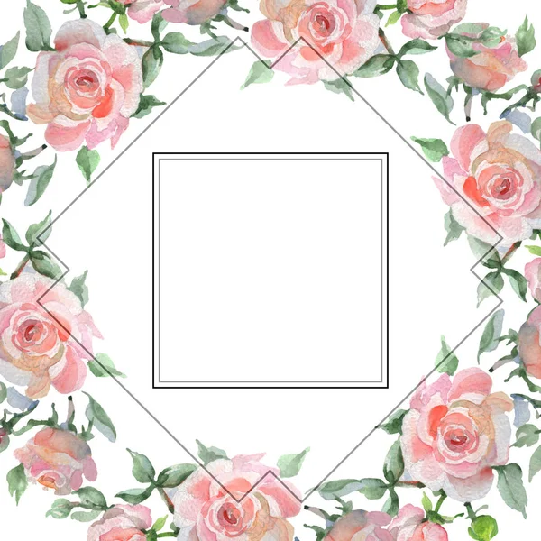 Buket çiçek botanik çiçekler. Suluboya arka plan illüstrasyon küme. Çerçeve kenarlığı süsleme Meydanı.