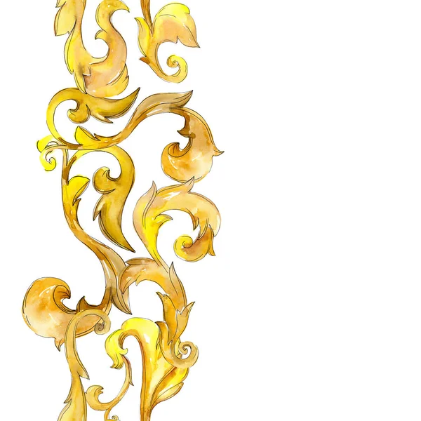 Золота монограма квіткового орнаменту. Набір ілюстрацій для акварельного фону. Безшовний візерунок тла . — стокове фото