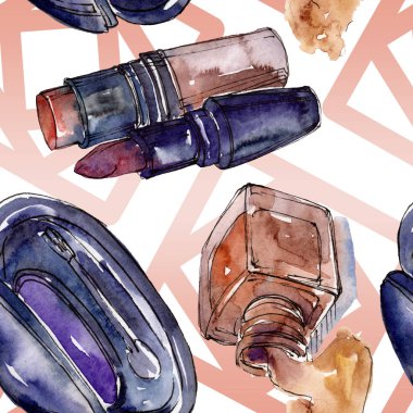 Moda kroki glamour çizimde bir suluboya stil izole öğesi. Sorunsuz arka plan deseni.