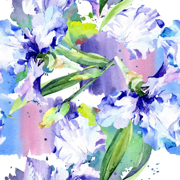 Fialovou Iris květinovou botanickou. Vodný obrázek pozadí-barevný. Bezespání vzorek pozadí. — Stock fotografie
