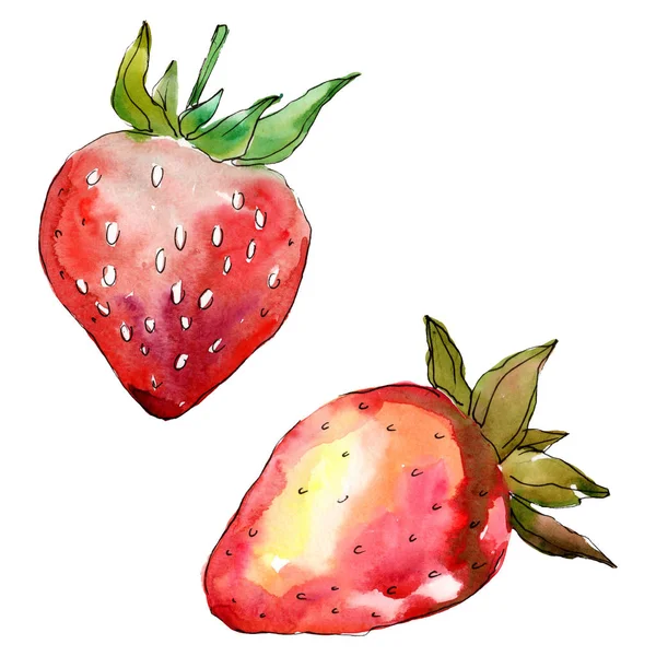 Fraise alimentation saine. Ensemble d'illustration de fond aquarelle. Élément d'illustration de baies isolé . — Photo