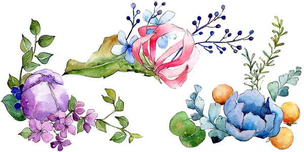 Tropischen Strauß florale botanische Blumen. Aquarell Hintergrundillustration Set. isolierte Blumensträuße Illustrationselement. — Stockfoto