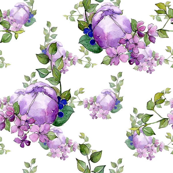 Tropic bouquet floral botanical flowers. Watercolor background illustration set. Seamless background pattern. — Stock Photo, Image