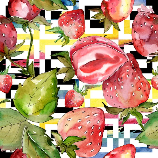 Φράουλα Υγιεινά Τρόφιμα Ακουαρέλα Φόντο Εικόνα Σύνολο Ακουαρέλα Σχεδίασης Μόδας — Φωτογραφία Αρχείου