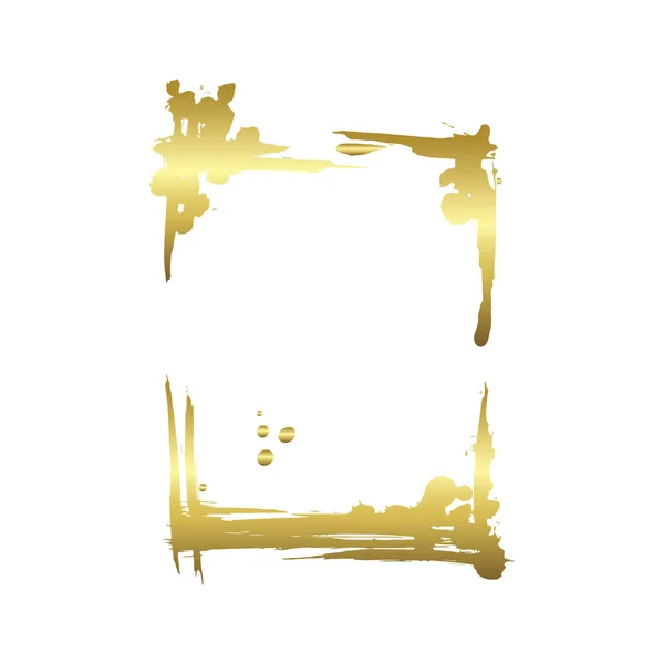 Vektor-Set von trockenen Bürstenrahmen. handgezeichnete künstlerische Rahmen. Goldgravierte Tuschekunst. isoliertes Illustrationselement. — Stockvektor