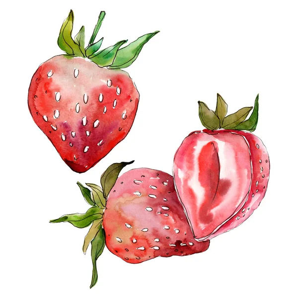 Fraise Alimentation Saine Ensemble Illustration Fond Aquarelle Aquarelle Dessin Mode — Photo