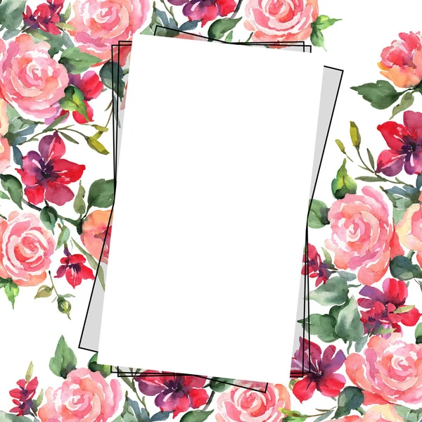 Рожевий Букет Троянд Квіткові Ботанічні Квіти Дикий Весняний Лист Ізольований — стокове фото