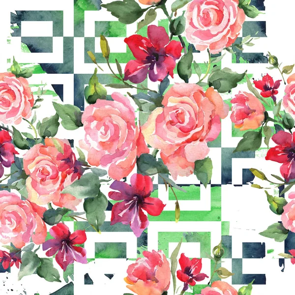 Букет Рожевої Троянди Ботанічні Квіти Дикий Весняний Лист Дикої Квітки — стокове фото