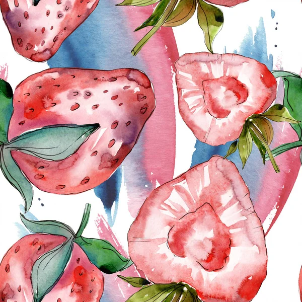 Fraise Saine Isolée Ensemble Illustration Fond Aquarelle Aquarelle Dessin Mode — Photo