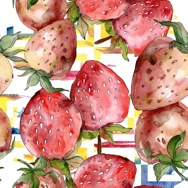 Erdbeere Gesund Isoliert Aquarell Hintergrundillustration Set Aquarellzeichnung Modeaquarell Isoliert Nahtlose — Stockfoto