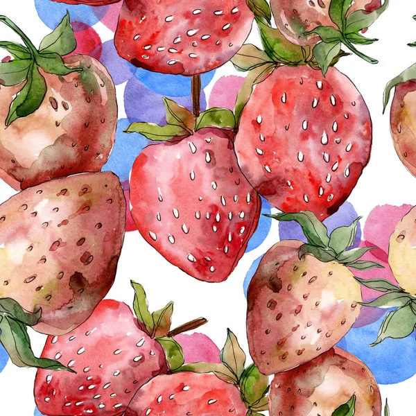 草莓健康隔离 水彩背景插图集 水彩画时尚水瓶座孤立 无缝的背景模式 织物壁纸打印纹理 — 图库照片