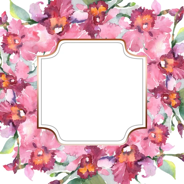 Pink Orchidea Csokor Virágos Botanikai Virágok Vad Tavaszi Levél Vadvirág — Stock Fotó