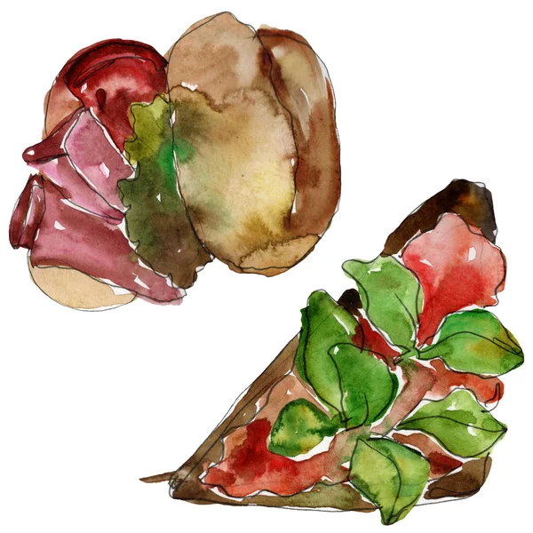 Sandwich Savoureux Fast Food Ensemble Illustration Fond Aquarelle Aquarelle Dessin — Photo