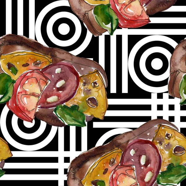 Sandwich Savoureux Fast Food Ensemble Illustration Fond Aquarelle Aquarelle Dessin — Photo