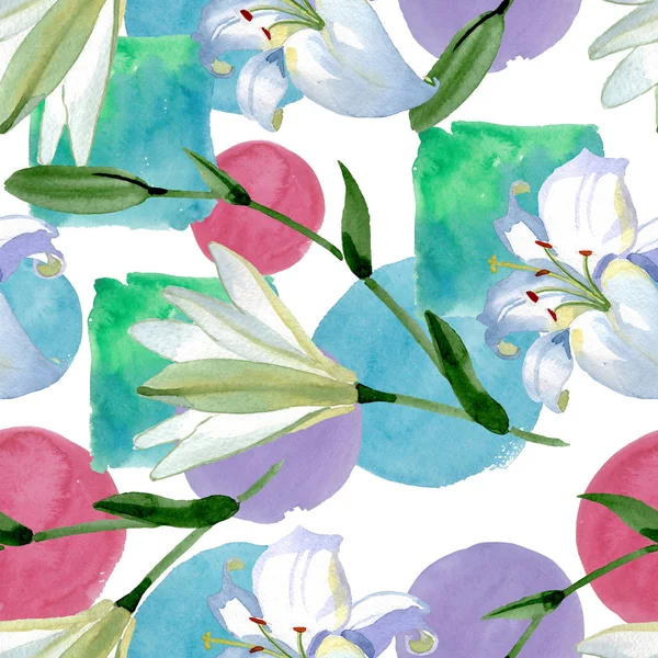 White Lily Floral Botanical Flowers Wild Spring Leaf Wildflower Watercolor — Stock Photo, Image