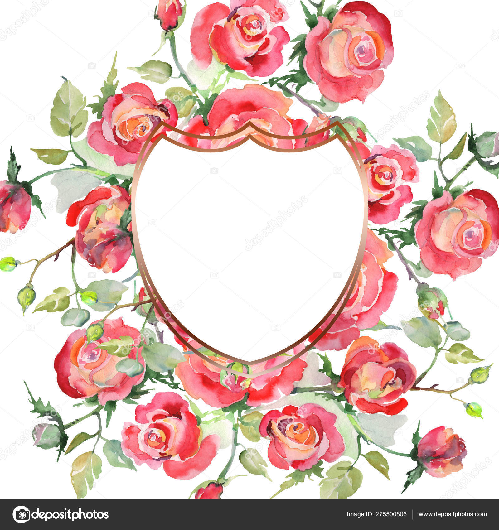 Red rose bouquet floral botanical flowers. Watercolor background