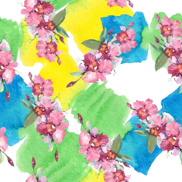 Pembe Orkide Buketi Botanik Çiçekler Yabani Bahar Yaprağı Kır Çiçeği — Stok fotoğraf