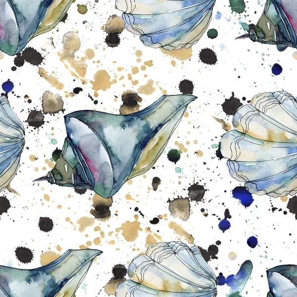 Nyári Strand Seashell Trópusi Víz Alatti Elemeket Akvarell Háttér Illusztráció — Stock Fotó