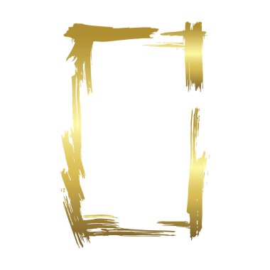 Vektör Kuru fırça çerçeveleri kümesi. Elle çizilmiş sanatsal çerçeveler. Altın oyma mürekkep sanatı. Yalıtılmış illüstrasyon öğesi.