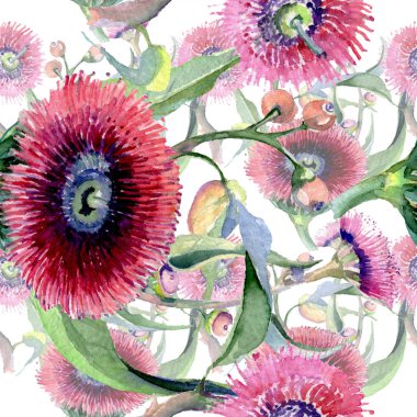 Pembe buket çiçek botanik çiçek gül. Suluboya arka plan illüstrasyon küme. Çerçeve kenarlığı süsleme Meydanı.