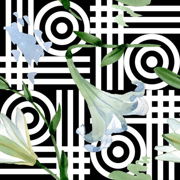 Белые Цветочные Ботанические Цветы Лилии Дикий Весенний Цветок Набор Акварельных — стоковое фото