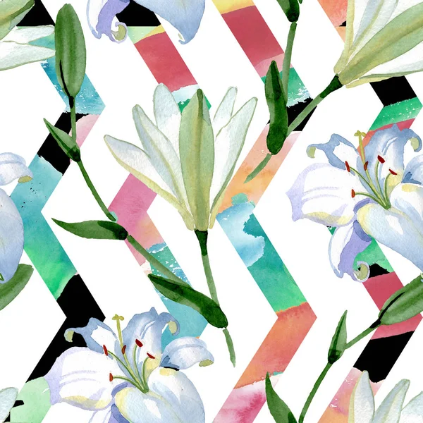 Weiße Lilie Blumige Botanische Blüten Wilde Frühlingsblume Aquarell Illustrationsset Vorhanden — Stockfoto