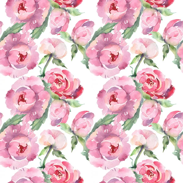 Bouquet with peony floral botanical flowers. Watercolor background illustration set. Seamless background pattern. — Stock Photo, Image