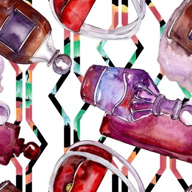 Moda kroki glamour çizimde bir suluboya stil izole öğesi. Sorunsuz arka plan deseni.