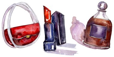 Moda kroki glamour çizimde bir suluboya stil izole öğesi. Suluboya arka plan ayarlamak.