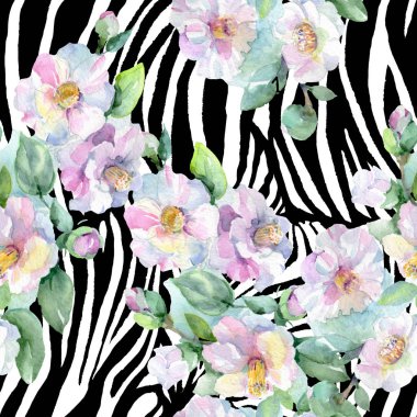 Buket çiçek botanik çiçekler. Suluboya arka plan illüstrasyon küme. Sorunsuz arka plan deseni.