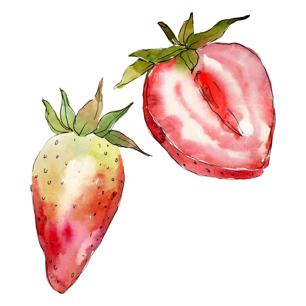 Truskawka zdrowe jedzenie świeże jagody. Akwarela zestaw ilustracji tła. Element ilustracji na białym tle. — Zdjęcie stockowe