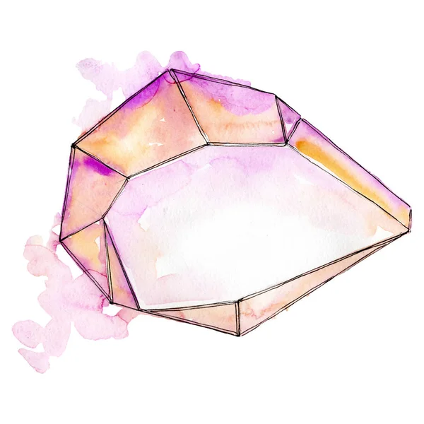 Pedra de diamante colorido jóias minerais. Conjunto de fundo aquarela. Isolado elemento ilustração de cristal — Fotografia de Stock