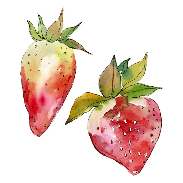 Erdbeere gesunde Nahrung frische Beeren. Aquarell Hintergrundillustration Set. isolierte Beeren Illustrationselement. — Stockfoto