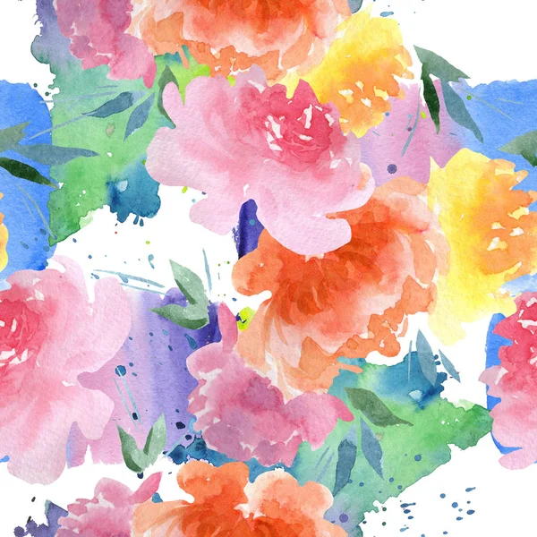 Ανθοφυίες λουλουδιών βοτανικών. Σύνολο εικονογράφησης φόντου. Ομαλή μοτίβο φόντου. — Φωτογραφία Αρχείου