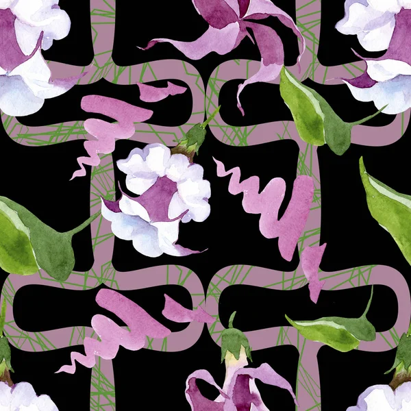 Brugmansia flores botánicas florales. Conjunto de ilustración de fondo acuarela. Patrón de fondo sin costuras . — Foto de Stock