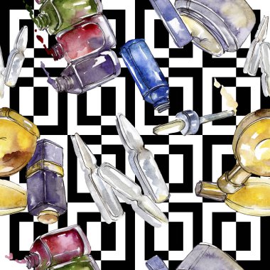 Moda kroki glamour çizimde bir suluboya stil izole öğesi. Sorunsuz arka plan deseni.