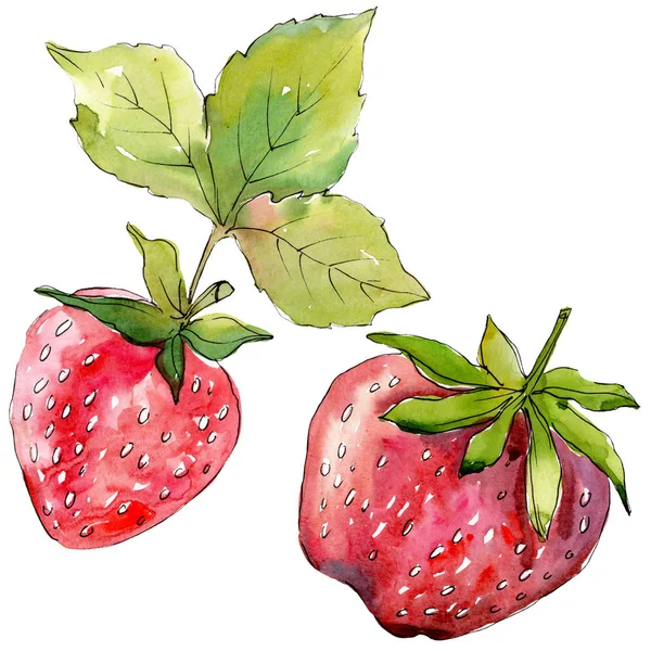 Fraise Alimentation Saine Fraise Fraîche Ensemble Illustration Fond Aquarelle Dessin — Photo