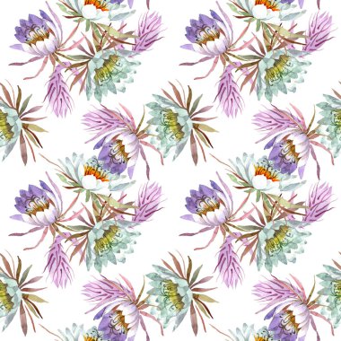 Beyaz epifilofal oxypetallim çiçek botanik çiçekler. Suluboya illüstrasyon seti. Kesintisiz arka plan deseni.