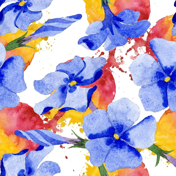 Phlox fiori botanici floreali. Acquerello sfondo illustrazione set. Modello di sfondo senza soluzione di continuità . — Foto Stock