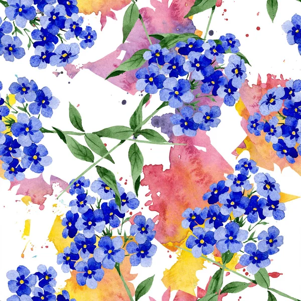 Flores botánicas florales Phlox. Conjunto de ilustración de fondo acuarela. Patrón de fondo sin costuras . —  Fotos de Stock