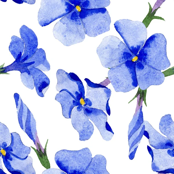 Flores botánicas florales Phlox. Conjunto de ilustración de fondo acuarela. Patrón de fondo sin costuras . — Foto de Stock