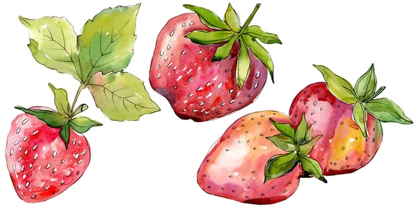 Клубника здоровая пища свежая ягода. Набор акварельных фонов. Изолированный элемент иллюстрации ягод . — стоковое фото