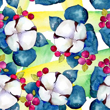 Buket çiçek botanik çiçekler. Suluboya arka plan illüstrasyon küme. Sorunsuz arka plan deseni.