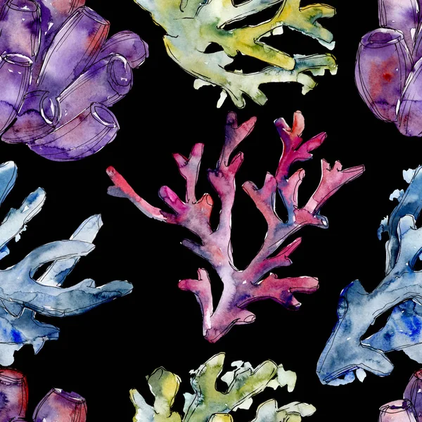 Красочный водный подводный коралловый риф. Набор акварельных фонов. Бесшовный рисунок фона . — стоковое фото