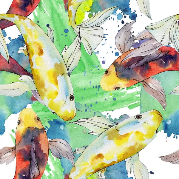 Vodní podvodní pestrý tropický zlatý rybec. Vodný obrázek pozadí-barevný. Bezespání vzorek pozadí. — Stock fotografie