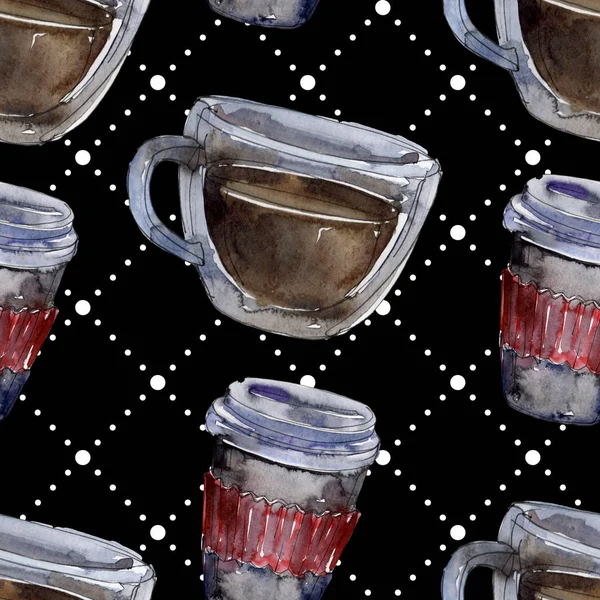 Горячий и холодный кофе. Набор акварельных фонов. Бесшовный рисунок фона . — стоковое фото