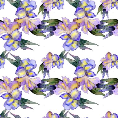 Buket çiçek botanik çiçekler. Suluboya arka plan illüstrasyon küme. Sorunsuz arka plan deseni.