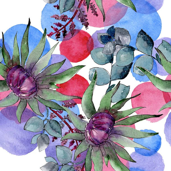 Буке сочные цветочные ботанические цветы. Набор акварельных фонов. Бесшовный рисунок фона . — стоковое фото